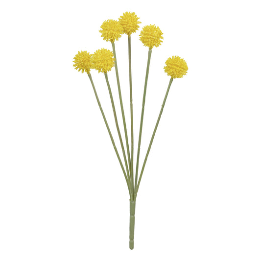 14-inch Artificial Yellow 6 Heads Billy Button Pick for Indoor Decoration