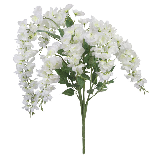 Artificial Flowers 13" White Wisteria Bouquet